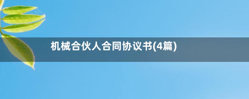机械合伙人合同协议书(4篇)