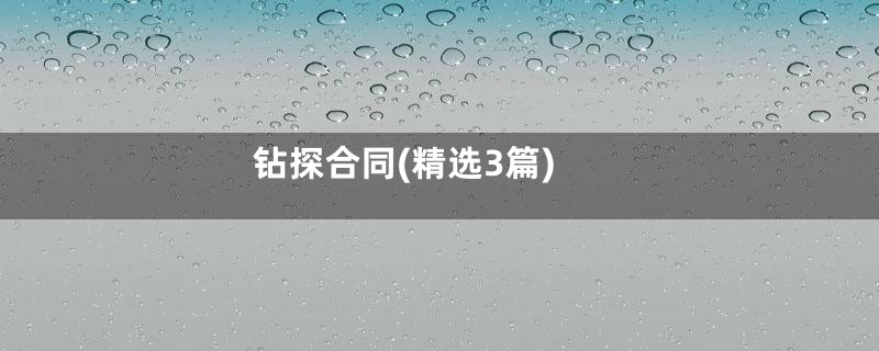 钻探合同(精选3篇)