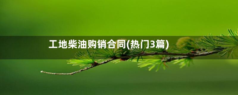 工地柴油购销合同(热门3篇)