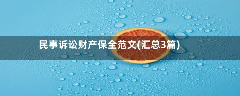 民事诉讼财产保全范文(汇总3篇)