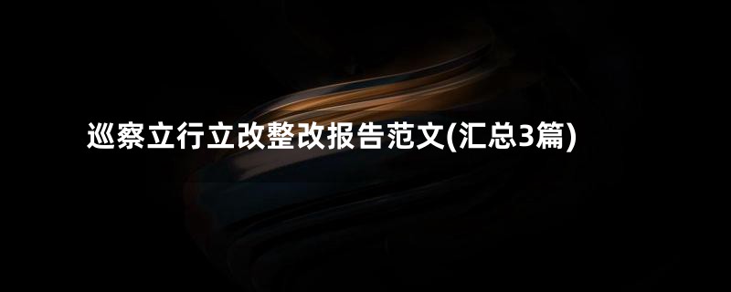 巡察立行立改整改报告范文(汇总3篇)