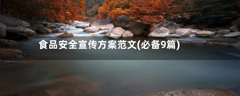 食品安全宣传方案范文(必备9篇)