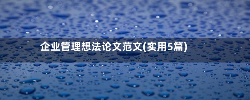 企业管理想法论文范文(实用5篇)