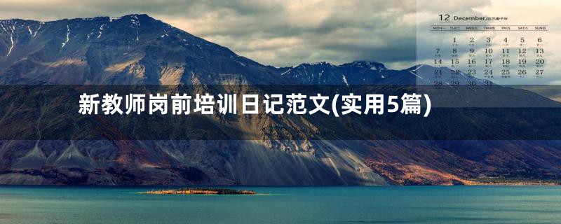 新教师岗前培训日记范文(实用5篇)