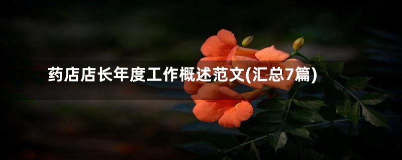 药店店长年度工作概述范文(汇总7篇)