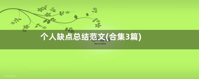 个人缺点总结范文(合集3篇)