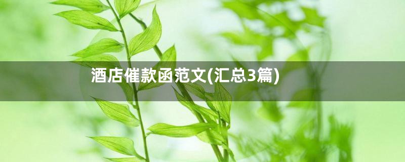 酒店催款函范文(汇总3篇)