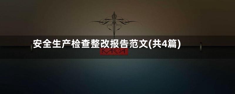 安全生产检查整改报告范文(共4篇)