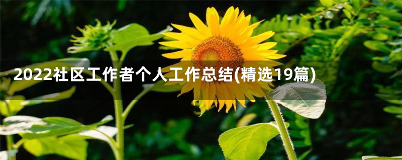 2022社区工作者个人工作总结(精选19篇)