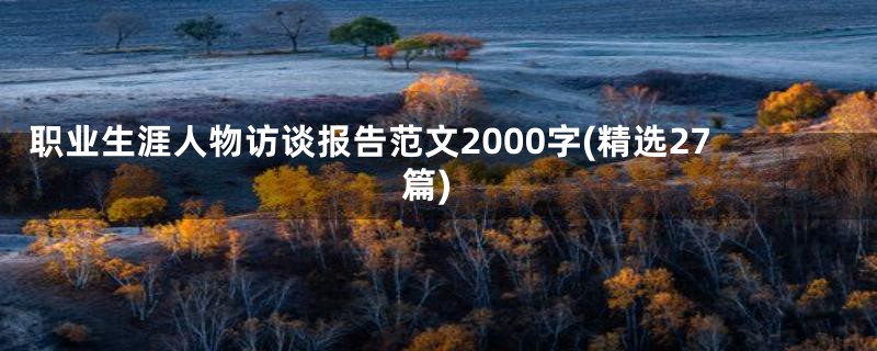 职业生涯人物访谈报告范文2000字(精选27篇)