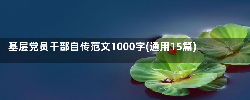 基层党员干部自传范文1000字(通用15篇)