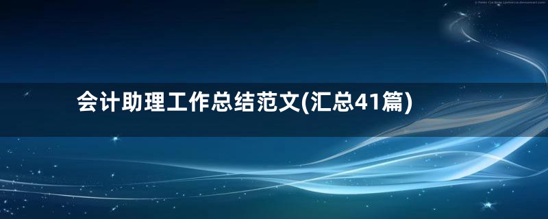会计助理工作总结范文(汇总41篇)