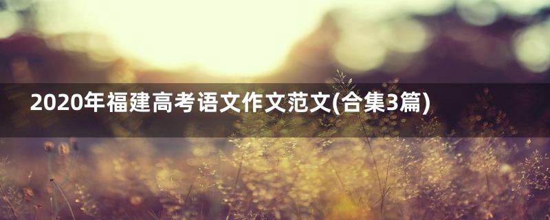 2020年福建高考语文作文范文(合集3篇)