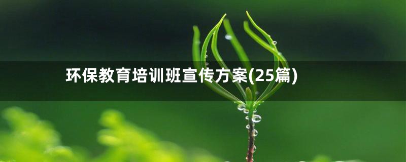 环保教育培训班宣传方案(25篇)