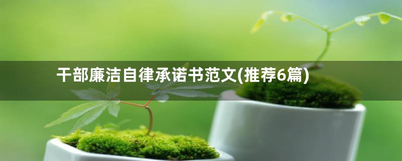 干部廉洁自律承诺书范文(推荐6篇)
