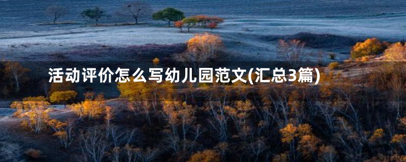 活动评价怎么写幼儿园范文(汇总3篇)