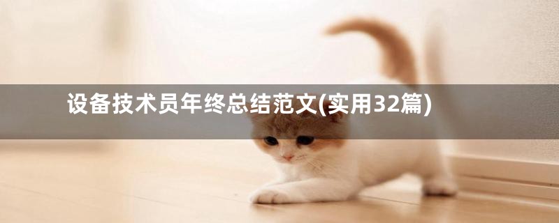 设备技术员年终总结范文(实用32篇)