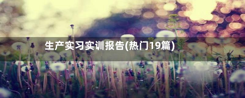 生产实习实训报告(热门19篇)