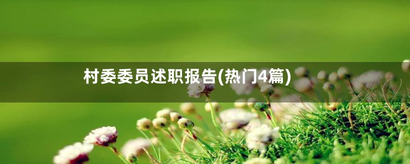 村委委员述职报告(热门4篇)