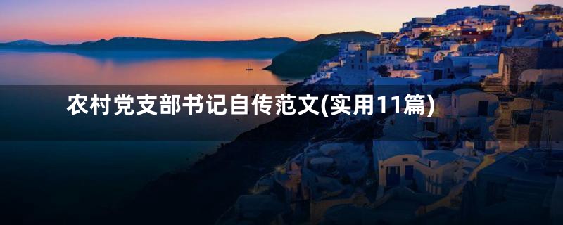 农村党支部书记自传范文(实用11篇)