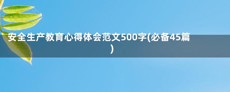 安全生产教育心得体会范文500字(必备45篇)