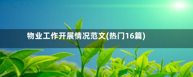 物业工作开展情况范文(热门16篇)