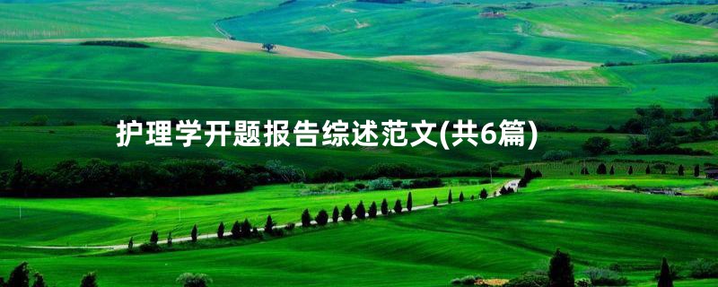 护理学开题报告综述范文(共6篇)