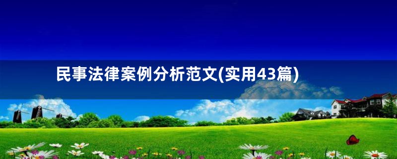 民事法律案例分析范文(实用43篇)