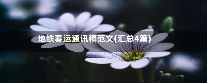 地铁春运通讯稿范文(汇总4篇)