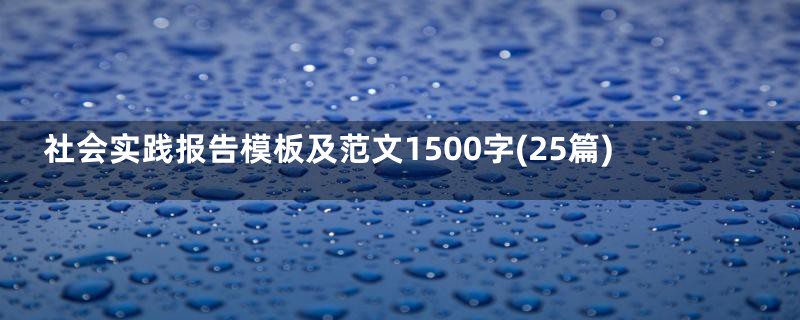 社会实践报告模板及范文1500字(25篇)