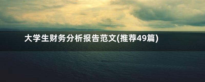 大学生财务分析报告范文(推荐49篇)