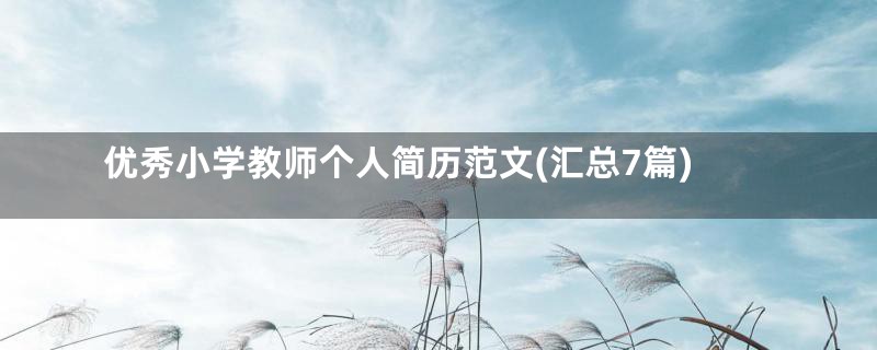 优秀小学教师个人简历范文(汇总7篇)