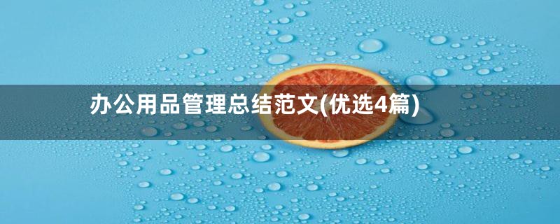 办公用品管理总结范文(优选4篇)
