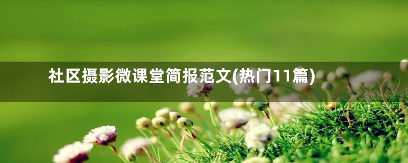 社区摄影微课堂简报范文(热门11篇)