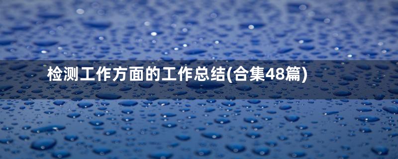 检测工作方面的工作总结(合集48篇)