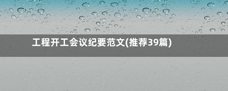 工程开工会议纪要范文(推荐39篇)