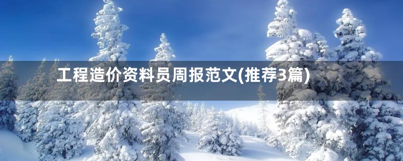 工程造价资料员周报范文(推荐3篇)