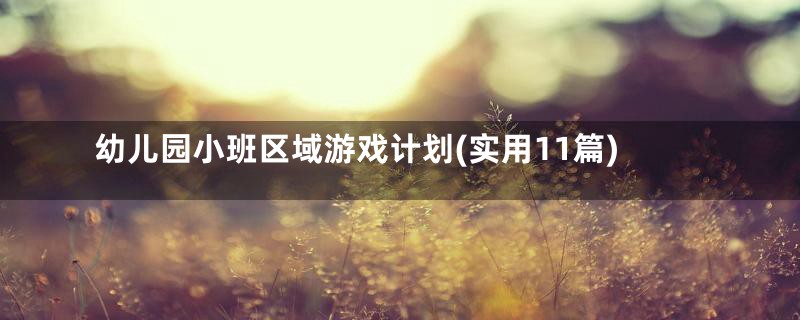 幼儿园小班区域游戏计划(实用11篇)