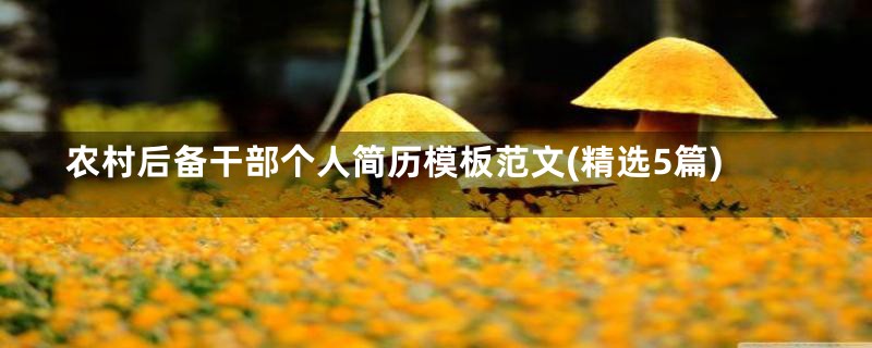农村后备干部个人简历模板范文(精选5篇)