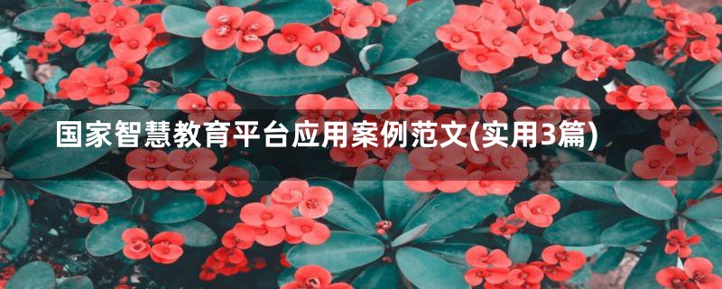 国家智慧教育平台应用案例范文(实用3篇)