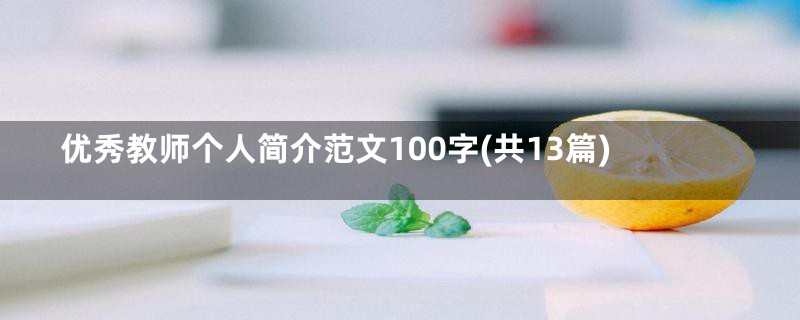 优秀教师个人简介范文100字(共13篇)