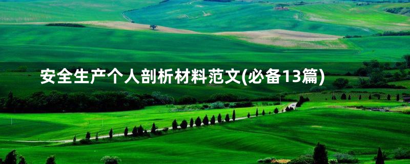 安全生产个人剖析材料范文(必备13篇)