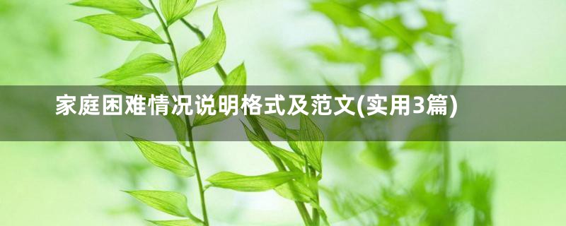 家庭困难情况说明格式及范文(实用3篇)