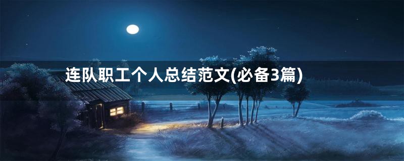 连队职工个人总结范文(必备3篇)