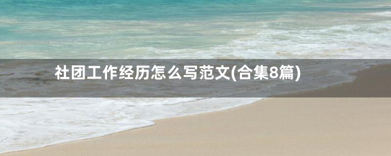 社团工作经历怎么写范文(合集8篇)