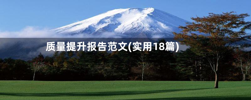 质量提升报告范文(实用18篇)