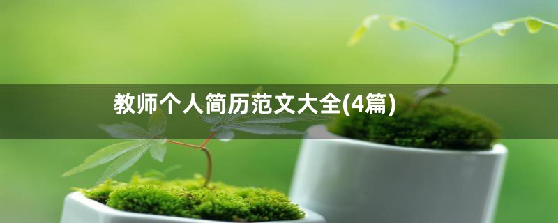 教师个人简历范文大全(4篇)