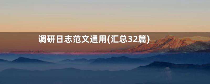 调研日志范文通用(汇总32篇)
