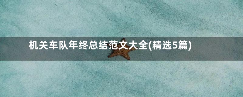 机关车队年终总结范文大全(精选5篇)