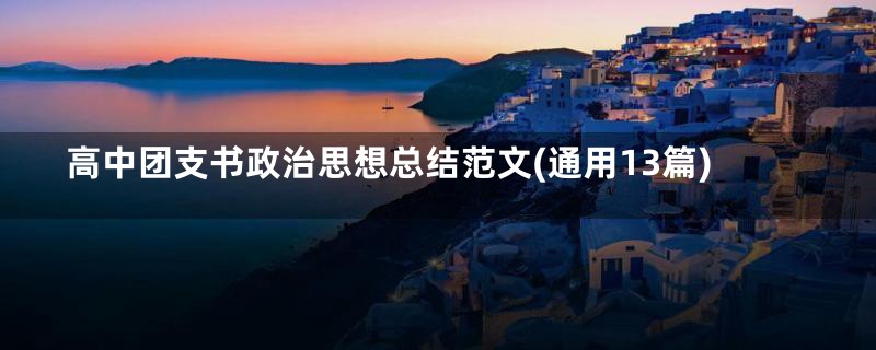 高中团支书政治思想总结范文(通用13篇)